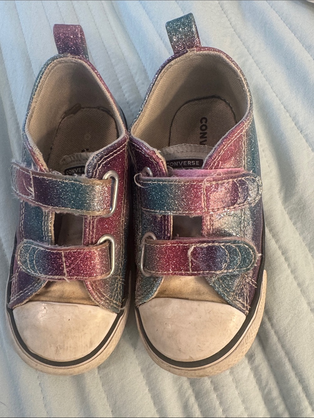 Sparkly Pink, Purple, Teal Converse Sneakers